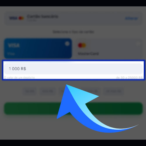 Deposite o valor que deseja depositar em sua conta do jogo