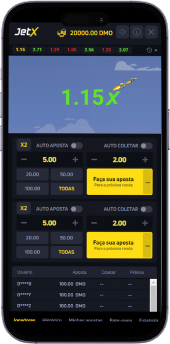 Jogo móvel JetX