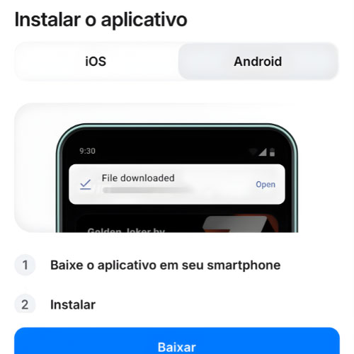 Instrução Vá para a página do aplicativo